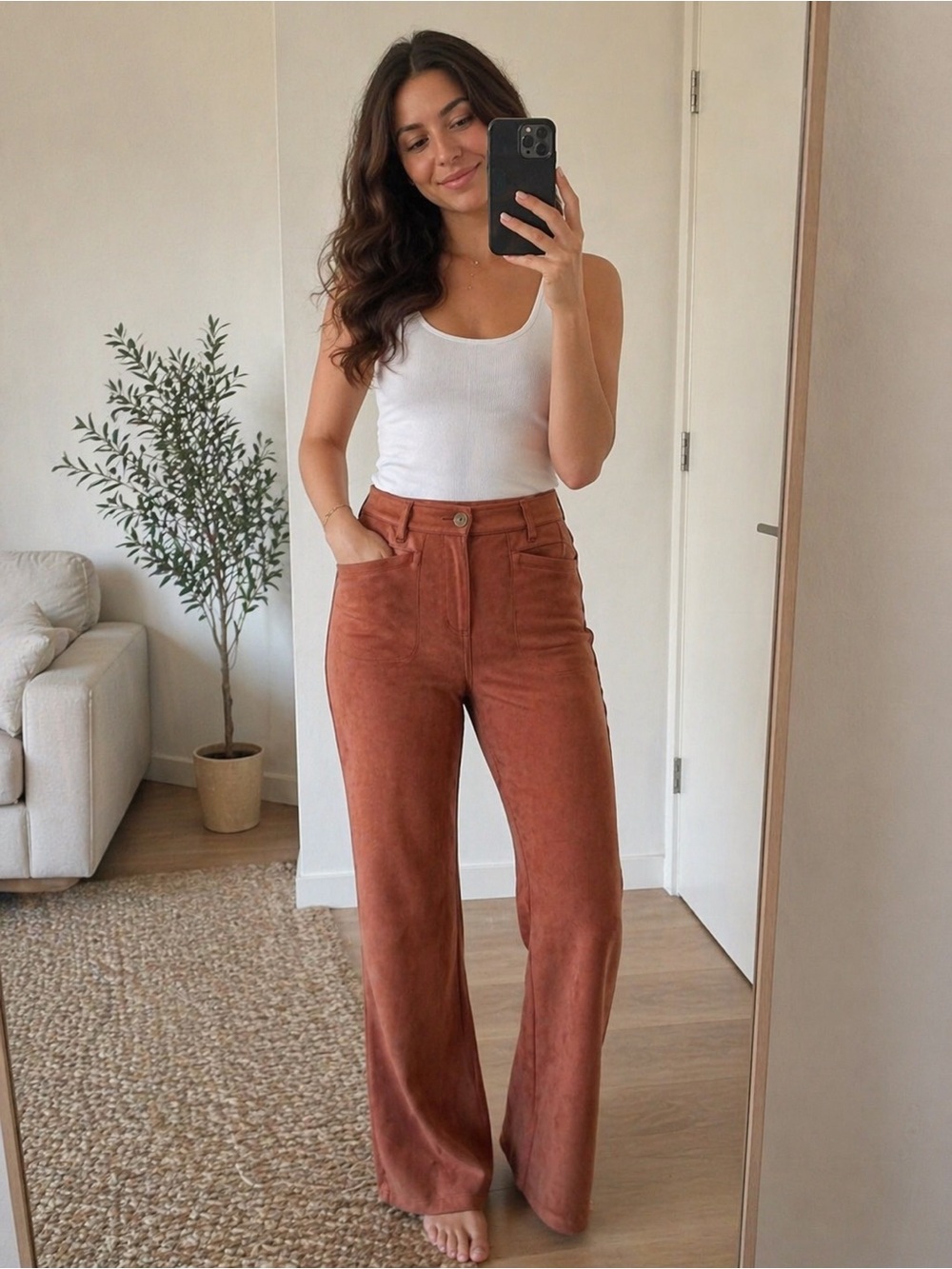 Sanctuary Rust Suede-Look Wide Leg Pants Size 2 NWOT